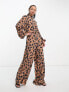Фото #1 товара Never Fully Dressed wide leg jumpsuit in leopard print
