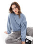 Фото #1 товара Monki round neck long sleeve sweatshirt in blue