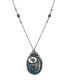 Фото #1 товара 2028 pewter Cat with Blue Enamel Fishbowl Beaded Necklace 30"