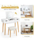 Фото #13 товара Vanity Table Set w/ Flip Top Mirror Drawers 9 Dividers Makeup Writing Desk