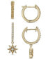 ფოტო #6 პროდუქტის 2-Pc. Set Citrine (1/4 ct. t.w.) & Lab-grown White Sapphire (1/2 ct. t.w.) Hoop & Dangle Star Earrings in 14k Gold-Plated Sterling Silver