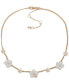 Gold-Tone Pavé White Flower Logo Statement Necklace, 16" + 3" extender - фото #1