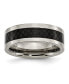 Titanium Black Carbon Fiber Inlay Wedding Band Ring