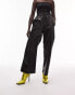 Фото #2 товара Topshop Petite faux leather jogger style straight leg trouser in black