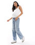 ASOS DESIGN Maternity mid rise baggy boyfriend jeans in mid blue