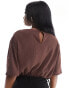 NA-KD draped neck crop top in brown