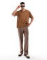 Фото #2 товара ASOS DESIGN oversized revere polo in brown texture