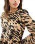 Фото #6 товара New Look animal print crinkle smock midi dress