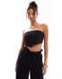 4th & Reckless tulum multiway bandeau crop beach top co-ord in black