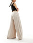 ASOS DESIGN pleated palazzo wide leg trouser with linen in cream