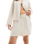 Фото #2 товара 4th & Reckless linen blend shirred waist shorts co-ord in beige