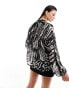 Object ruched sheer shirt in zebra print