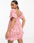 Wednesday's Girl puff sleeve ditsy floral print mini dress in pink