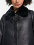 New Look Tall aviator jacket with contrast borg in black