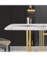 Фото #7 товара 63" Modern Artificial Stone Pandora White Curved Golden Metal Leg Dining Table -6 People