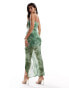 ASOS DESIGN bandeau maxi dress with twist mesh bodice in green floral Grün geblümt, 32 - фото #4