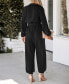 Фото #2 товара Women's Midnight Belted Jogger Jumpsuits