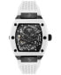Фото #1 товара Men's Automatic The Skeleton White Silicone Strap Watch 44mm