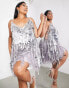 ASOS EDITION Curve paillette sequin mini dress with faux feather hem in silver and lilac