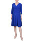 ფოტო #1 პროდუქტის Petite 3/4 Sleeve Rouched-Waist Dress