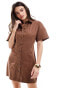 Фото #1 товара ASOS DESIGN mini twill shirt dress with seaming detail in chocolate