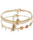 ფოტო #1 პროდუქტის Gold-Tone 2-Pc. Set Color Stone & Imitation Pearl Butterfly Ankle Bracelets