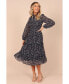 Фото #2 товара Women's Edwina Shirred Frill Long Sleeve Midi Dress