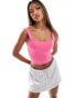 Фото #1 товара Hollister ribbed square neck vest top in pink