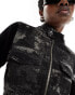 Фото #3 товара Reclaimed Vintage denim and rib hybrid jacket in black