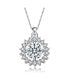 Фото #1 товара White Gold Plated Round Cubic Zirconia Flower Style Pendant Necklace