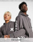 Фото #1 товара COLLUSION Unisex logo hoodie in dark grey