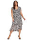 Plus Size Paisley-Print Ruched-Waist Midi Dress