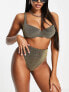 Фото #1 товара ASOS DESIGN fuller bust step front underwired bikini top in black gold glitter dd-g