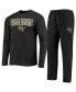 ფოტო #1 პროდუქტის Men's Black, Heathered Charcoal Distressed Wake Forest Demon Deacons Meter Long Sleeve T-shirt and Pants Sleep Set