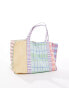 Mango large mixed check shopper bag in multi