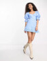 Фото #1 товара French Connection cut out mini dress in baby blue broderie