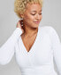 ფოტო #3 პროდუქტის Women's Ribbed Henley-Neck Long-Sleeve Top, Created for Macy's