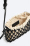 Leather macramé crossbody bag