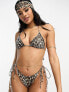 Фото #1 товара South Beach mix & match tie side bikini bottom in leopard print