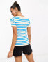 Фото #2 товара Y.A.S scoop neck t-shirt in blue stripe