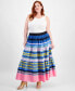 ფოტო #2 პროდუქტის Trendy Plus Size Striped Tiered Maxi Skirt, Created for Macy's