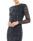 ფოტო #2 პროდუქტის Women's Women's Embellished High Neck Illusion Long Sleeve Gown