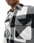 Фото #3 товара Jack & Jones oversized buffalo check overshirt in white & black