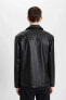 Фото #7 товара Куртка из искусственной кожи Slim Fit Gömlek Yaka Tafta Suni Deri от defacto