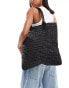 Фото #1 товара Mango oversized raffia shopper bag in black