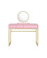 Фото #4 товара Coleen Vanity Desk with Mirror & Jewelry Tray In Pink & Gold Finish