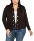 Фото #1 товара Plus Size Grommet Detail Cropped Knit Cardigan Sweater