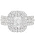 ფოტო #3 პროდუქტის Lab Grown Diamond Emerald-Cut & Round Halo Triple Row Ring (2 ct. t.w.) in 14k White Gold