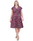 Plus Size Floral-Print Flutter-Sleeve Dress Красный, 14W - фото #1