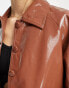 River Island vinyl boxy jacket in brown